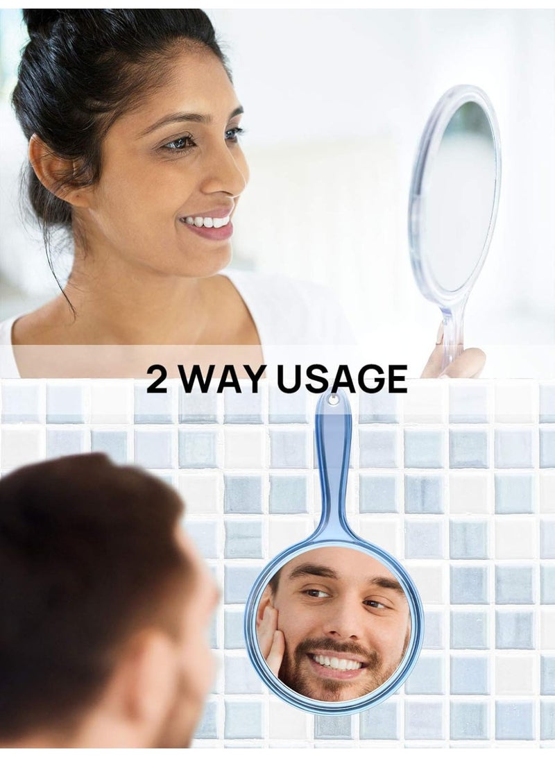 مراة مكياج اكريليك دائرية الشكل محمولة باليد -للحمام وطاولة الزينة - والحلاقة والصالونات ولمجموعة السفر - تصميم أنيق ومدمج لسهولة الحمل والتخزين،- متعدد الالوان - Image 5